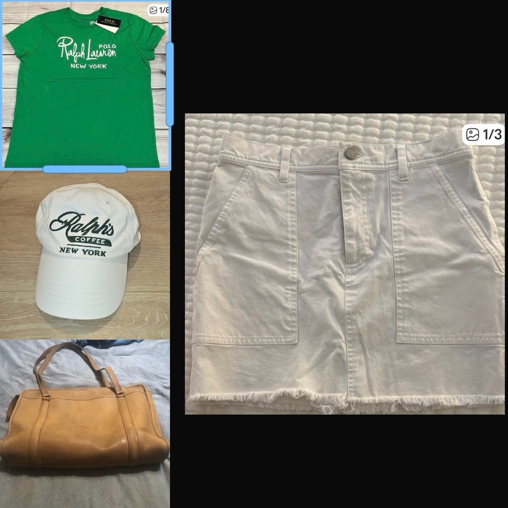 Polo by Ralph Lauren Cargo Black Label White Denim Mini Skirt
